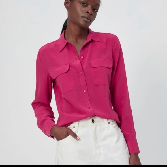 Equipment | Tops | Equipment Slim Signature Pink Silk Button Down Shirt |  Poshmark